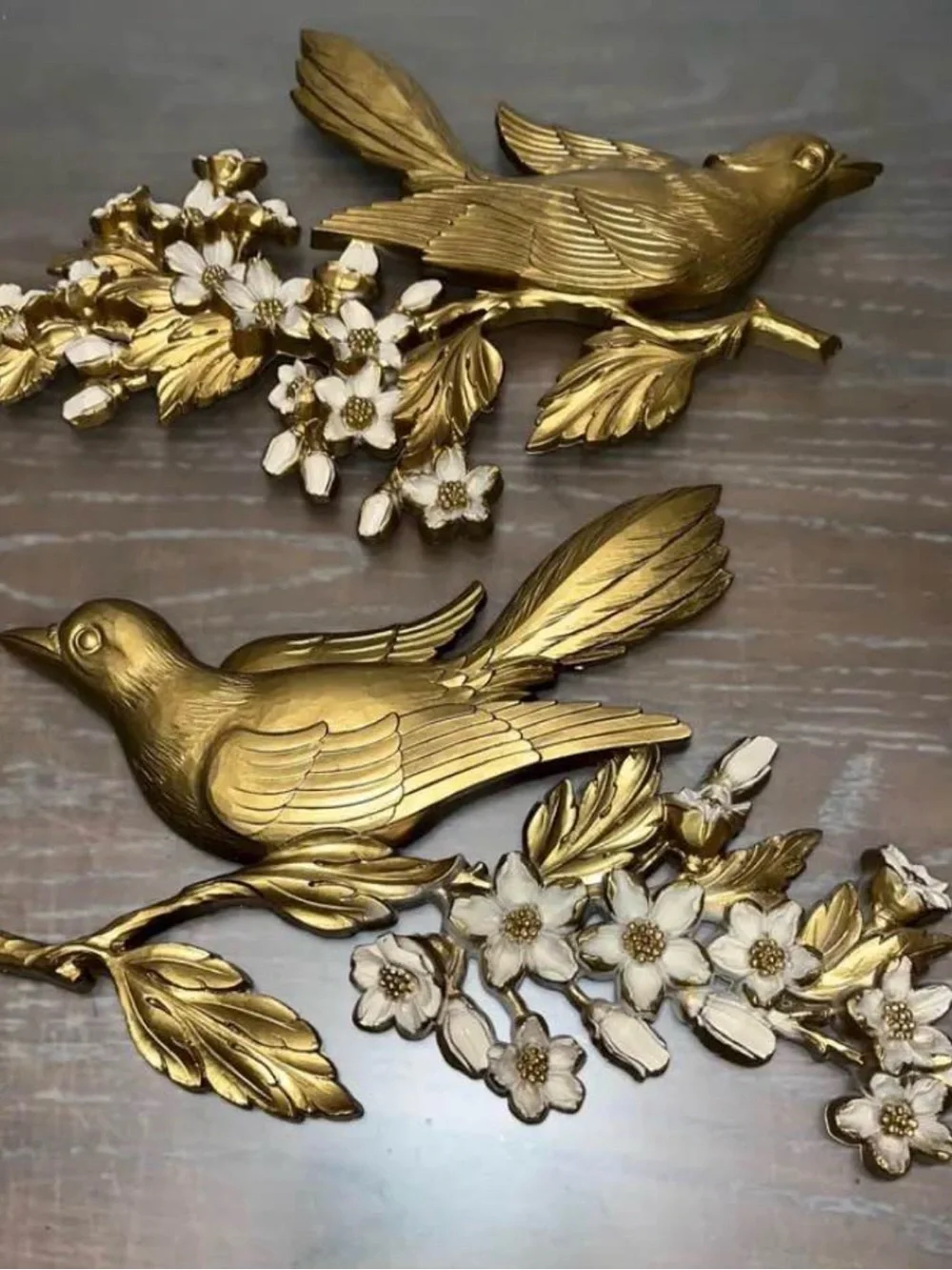 Vintage Syroco Gold Dogwood/ Cherry Blossoms Floral Wall Art Hanging